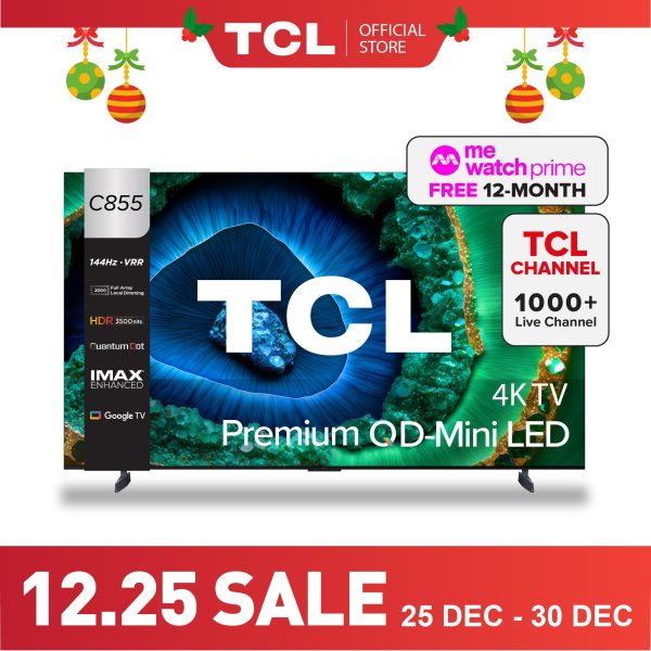 TCL C855 Premium QD-Mini LED 4K TV 85" - 98" AI Smart Google TV